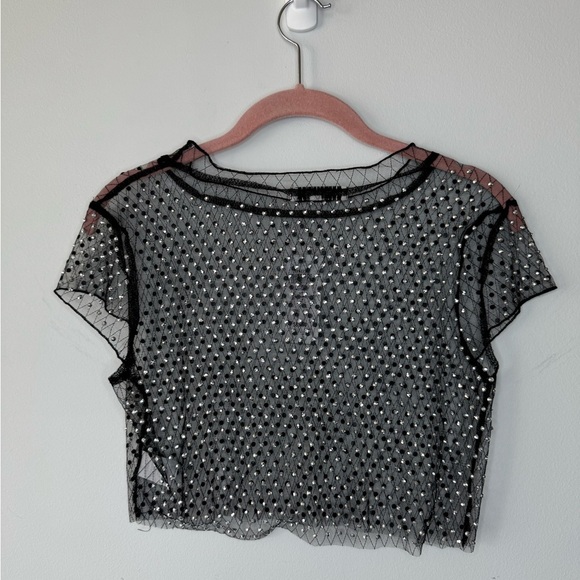 Hot & Delicious Black Sequin Crop Blouse *NWT - Picture 12 of 13